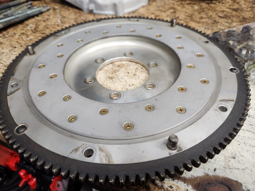 Racing Beat aluminum light weight flywheel, used, new friction insert